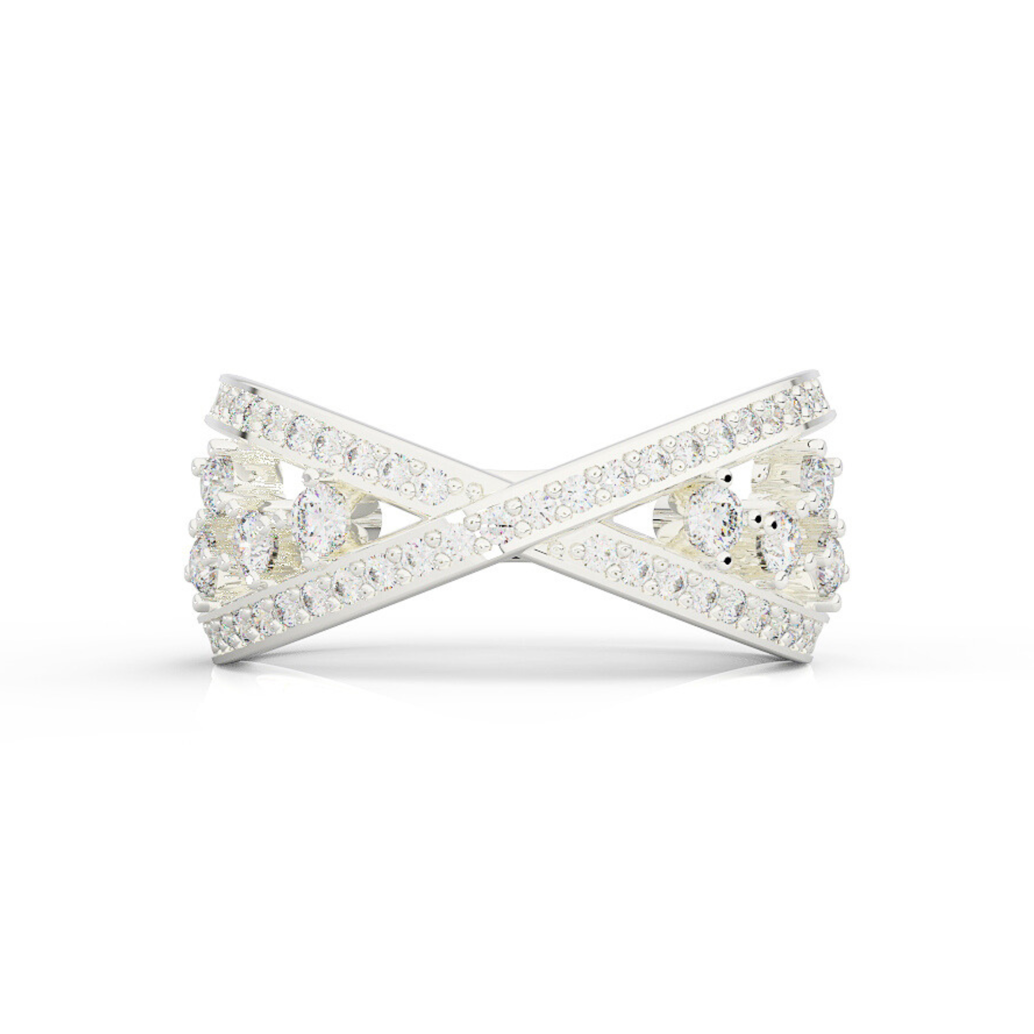 Criss Cross Statement Ring, Hallmarked 925 Sterling Silver